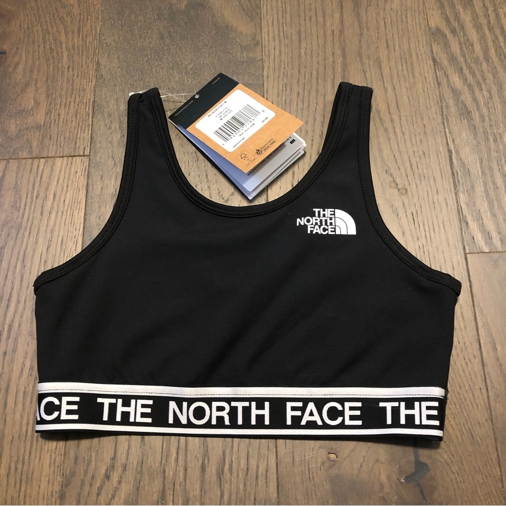 NWT. The North Face Girls Bralette Sports Bra. Black/White Sz Medium (10/12)
